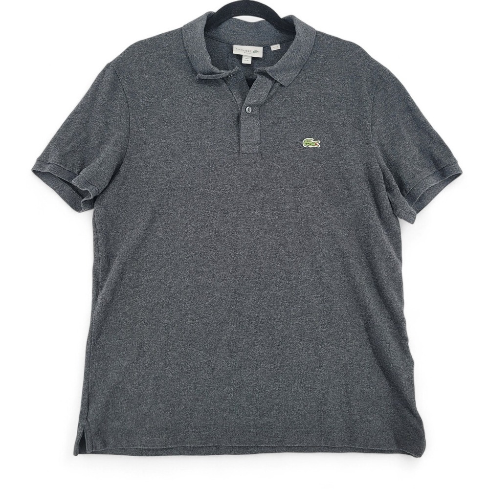Lacoste Boys XL / 6 Gray Polo Shirt Slim Fit Alligator Logo Preppy Casual EUC